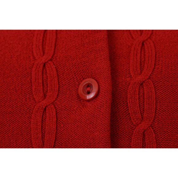 Vintage 90s Acrylic Red Cable Knit‎ Cardigan - Picture 7 of 10